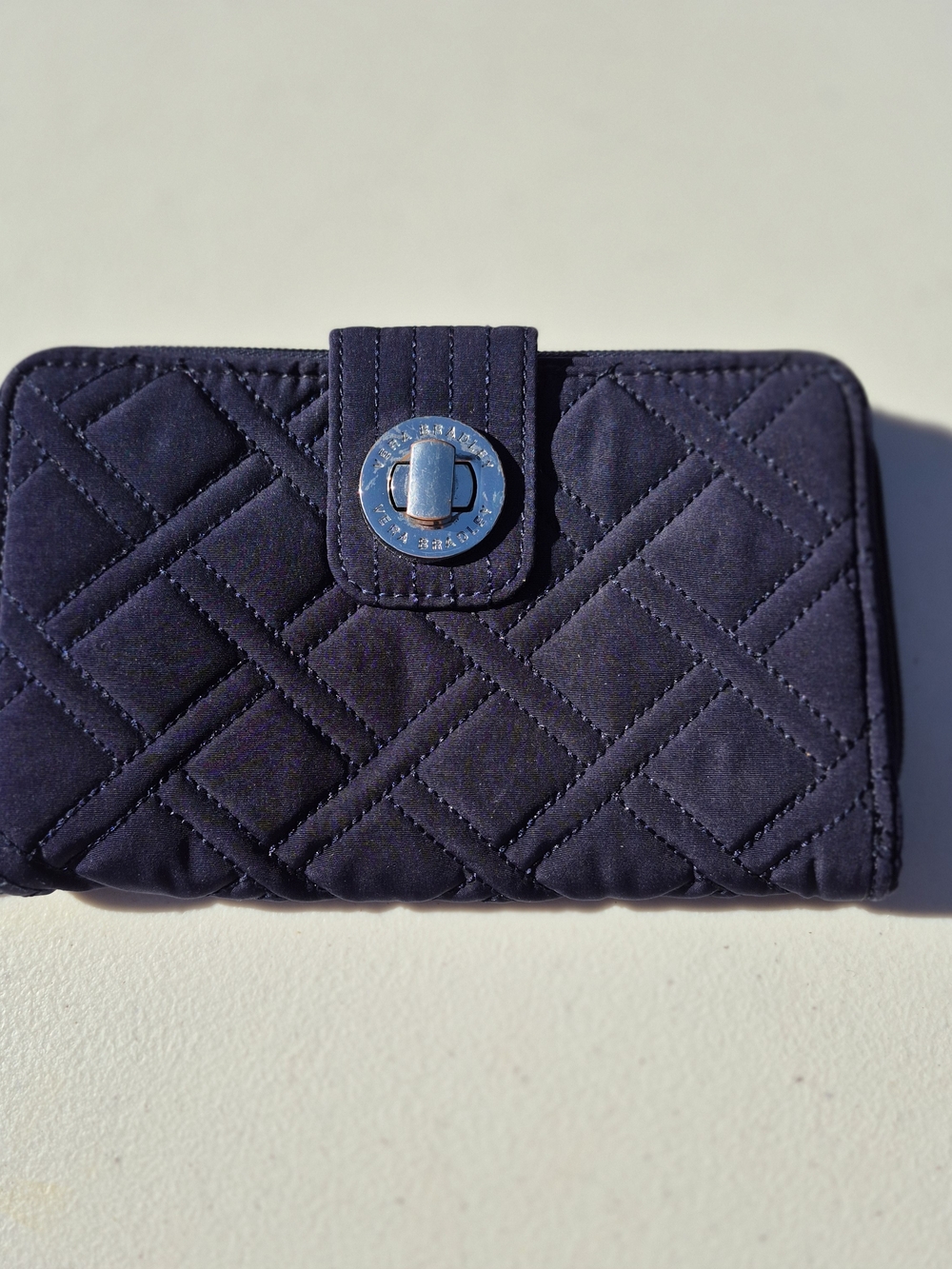 Vera Bradley Quilted Navy Turn-Lock Wallet
